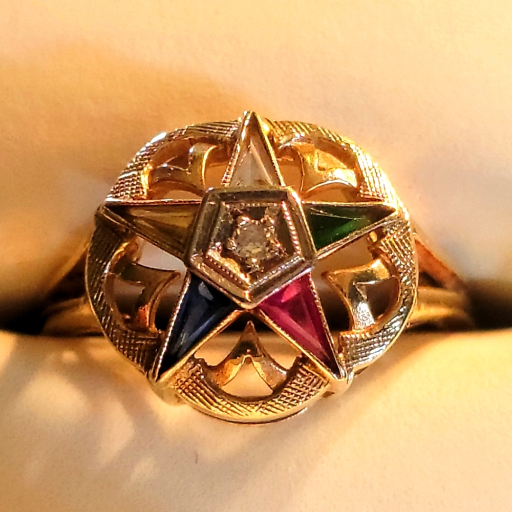 Eastern star 10k diamond ring